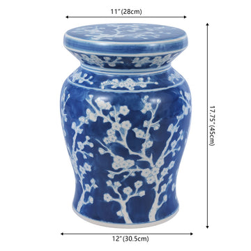 Cherry Blossom 17.75" Ceramic Garden Stool - JONATHAN Y